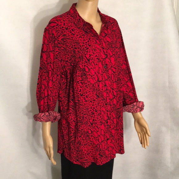 NWT H&M Cool Red & Black Print Tunic Blouse - Picture 5 of 16